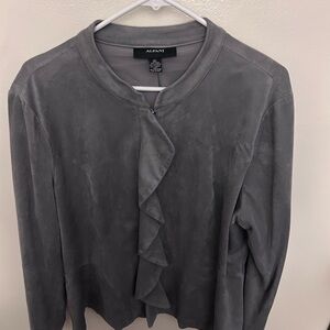 Alfani Charcoal Ruffle Front Jacket